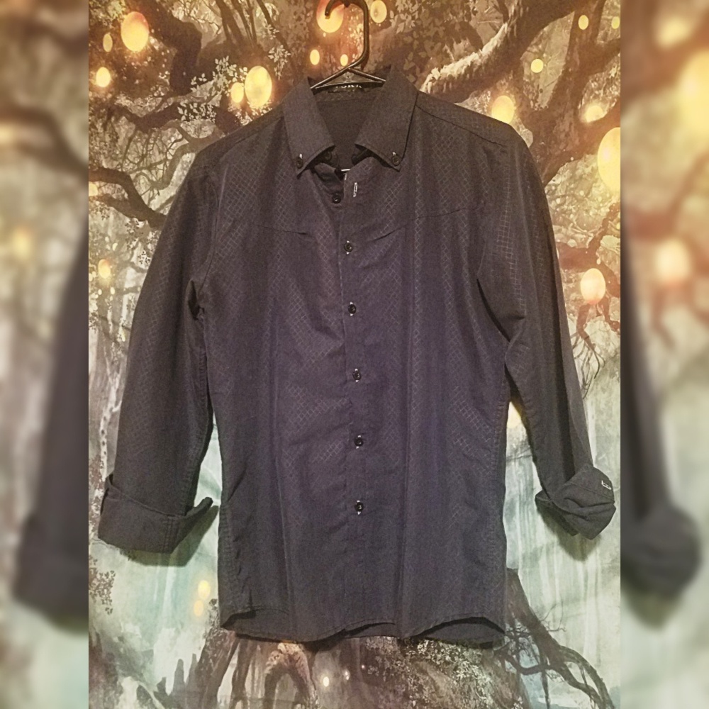Stylish Mens Navy Blue Button Down Shirt
